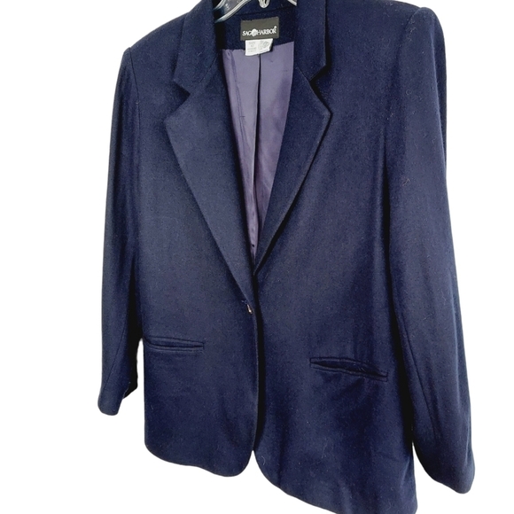 VTG Blazer 100% Pure Wool Navy Blue Gold Single Button Fully Lined 90s Jacket - Picture 8 of 9